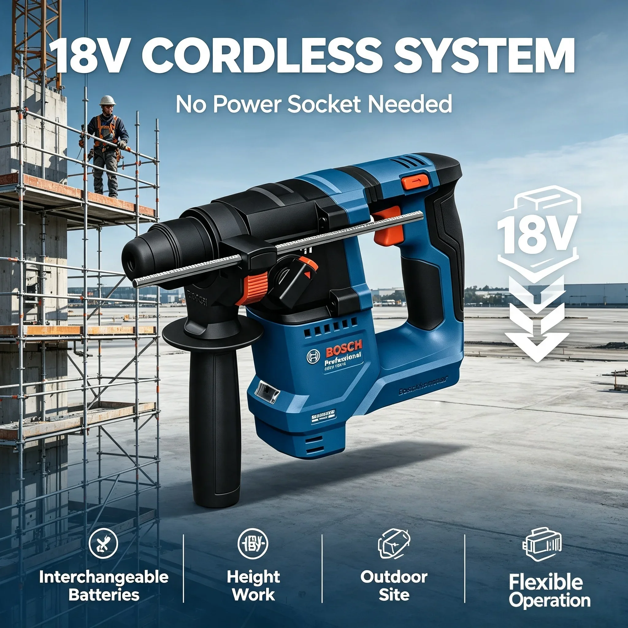 Power Tools Hammer - Bosch GBH 18V-18 18V Brushless Cordless